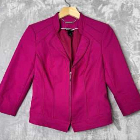 Vibrant Pink elegant Women's Blazer size 2 /p 56% cotton - Picture 4 of 15